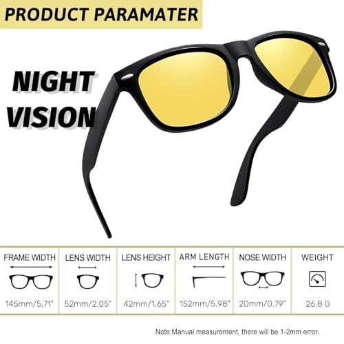 Joopin Big Square & Sport Night Vision Glasses Bundle, Trendy Anti Glare Night Glasses UV Protection Vintage Nighttime Sunglasses Retro Yellow Shades for Men Women4