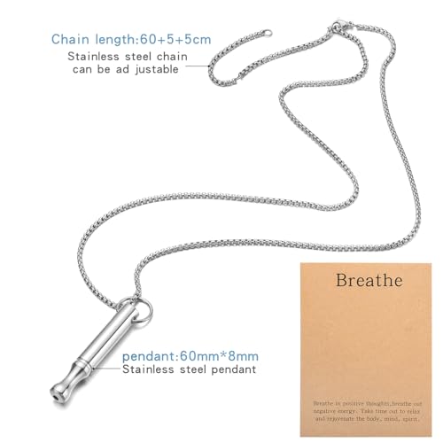 Anxiety Breathe Necklace Mindfulness Breathing Necklace Stress Relief Stainless Steel Pendant Necklace for Women Men3