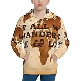 BERMEIZ Not All Those Who Wander Are Lost 2 Print Kid Hoodies Boys Youth Sweatshirts Girls Pullover with Pocket Black