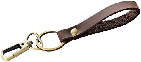 Ancicraft Leather Keychain with Hook for Men Women Key Chain Holder Ring Strap Tag (Dark brown & clasp)
