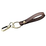 Ancicraft Leather Keychain for Women Men Car Home Key Ring Strap Holder Lanyard with Clasp (Dark bro
