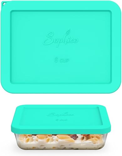 Miniatura 7 de Sophico Tapas rectangulares de silicona de repuesto para cuencos de cristal Pyrex 7211-PC, contenedor no incluido (rojo)