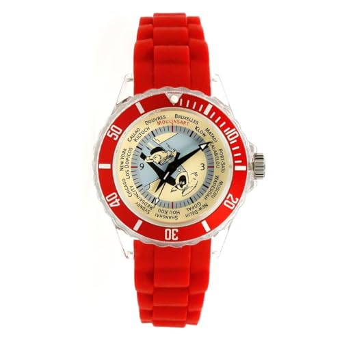Montre Tintin Voyage silicone rouge souple pour éviter les irritations de peau durant vos trajets