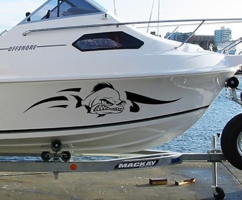 1 Paire Poisson Autocollants Stickers pour Bateau de pêche canoë Voiture Voiture Porte latérale Noir