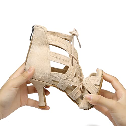 YKXLM Latin Dance Boots Professional for Women Salsa Practice Ballroom Dance Shoes3