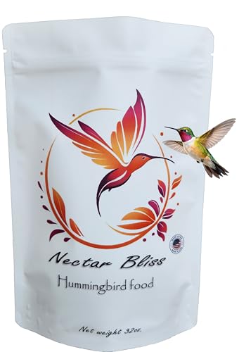 Nectar Bliss Clear Hummingbird Nectar Powder 2 pounds Makes 128 oz 1 Gallon | All Natural Hummingbird Food Mix | Dye Free No Boil Instant Mix | Iron Free Made in USA | Just Add Water Feeder Refill