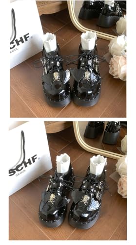 Emo Shoes Rave Boots Y2K Grunge Chunky Shoes Round Toe for Women Preppy Teen Girls - Retro Non Slip Kawaii Neutral Cute Casual Birthday Gifts Back To School Comfortable Walking Lightweight Running2