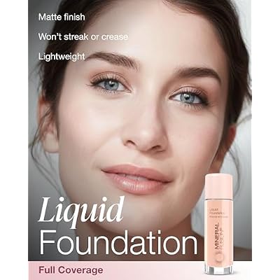 Mineral Fusion Full Coverage Liquid Foundation (Cool 1, Fair) - Lightweight & Hydrating Matte Finish Makeup - With Skin Soothing Green Tea, Lavender - Hypoallergenic, Fragrance-Free - 1 Fl Oz
