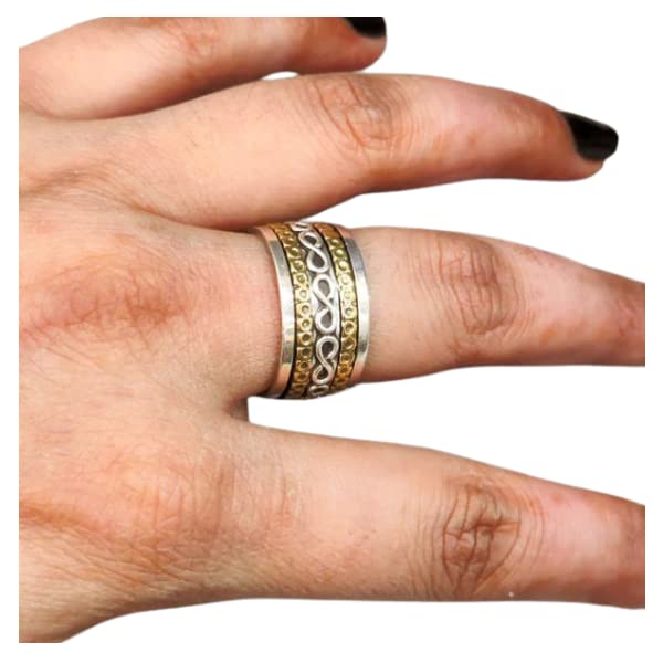Infinity Spinner Band, Meditation Ring, 925 Sterling Silver Ring, Spinning Thumb Ring, Two Tone Ring, Fidget Ring, Handmade Jewelry, Christmas Infinity Spinner Band, Meditation Ring, 925 Sterling Silver Ring, Spinning Thumb Ring, Two Tone Ring, Fidget Ring, Handmade Jewelry, Christmas