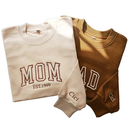 Custom Mom/Dad Embroidered Crewneck Sweatshirt, Pregnancy Announcement, Daddy Mommy, Mother's day, Father's Day