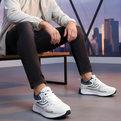 Image of BRUTON Men's Sneakers | Stylish Casual Lace-Up Shoes | Lightweight Cushioned Fashion Sneakers for Walking, Travel & Everyday Wear