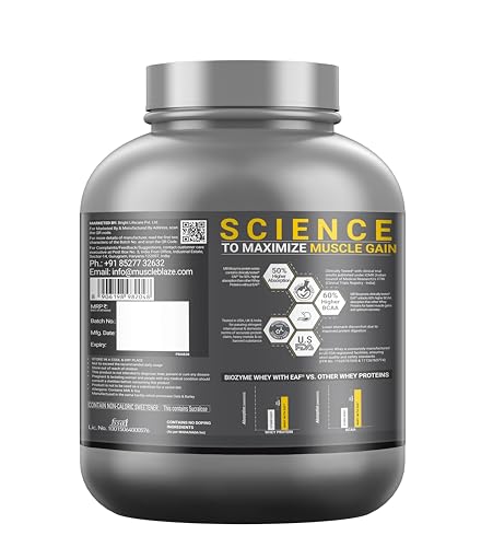 Image of MuscleBlaze Biozyme Performance Whey Protein Powder | Rocky Road Fudge (2kg / 4.4lbs) | 25g Protein Per Scoop | Clinically Tested 50% Higher Protein Absorption