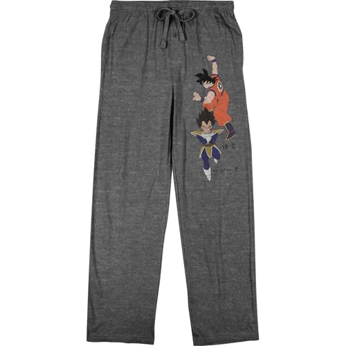 Dragon Ball Z Goku & Vegeta Adult Gray Heather Quick Turn Sleep Pajama Pants