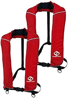 2pcs Floattop Adult Automatic Inflatable PFD Life Jacket Life Vest 150N Buoyancy with 33 Gram co2 Cylinder (2pcs RED)