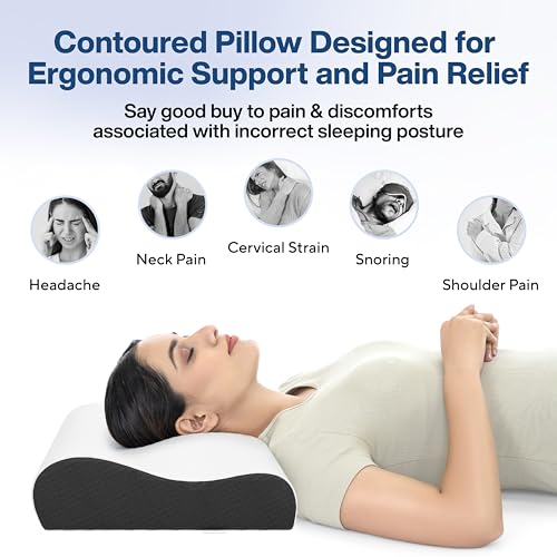 FOVERA Cervical Pillow | 2 Years Warranty | Cool Gel Memory Foam Orthopedic Neck Support Pillow for Sleeping, Neck & Shoulder Pain (King - 24 x 15 x 4.5 Inch, Dual Color, Pack of 1)