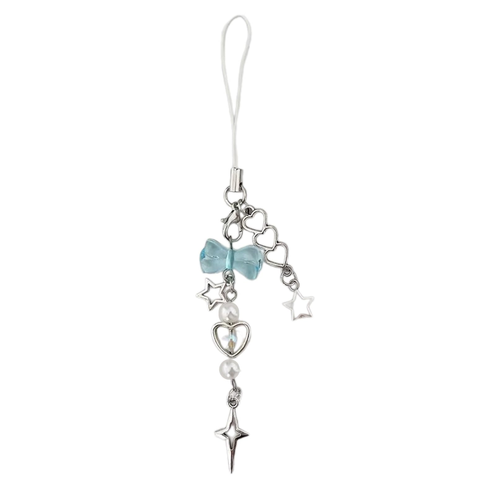 NEWFT Eye Catching Beaded Keychain Bowknot Phone Charm for Women Bag Pendants for Shoulder Purse Backpack