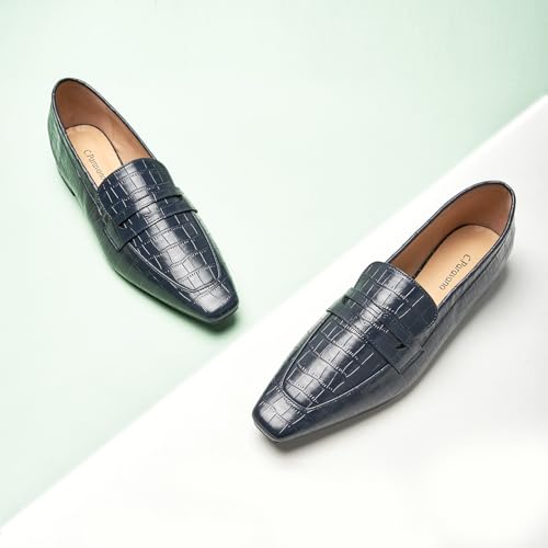 Image of C.Paravano Loafer Women Penny Loafers Flat Shoes for Women Slip On Shoes Crocodile-Embossed