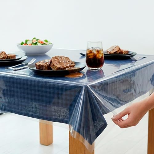 XFasten Clear Plastic Table Cover Protector | Oil-Proof Square Plastic Cover for Table | 54X54 Square Tablecloth | Dining Table Cover Waterproof | Anti-Scratch Plastic Table Cloth Protective Cover