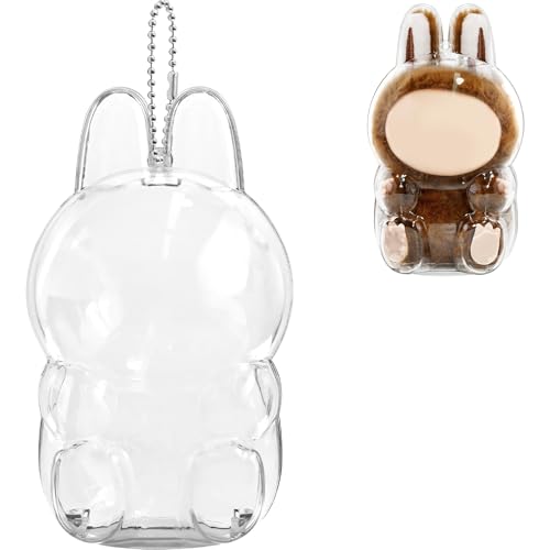 Protective Case for LABUBU, High Clear Case Cover for Labubu Have A Seat, Acrylic Display Box with Keychains (Doll Not Include)