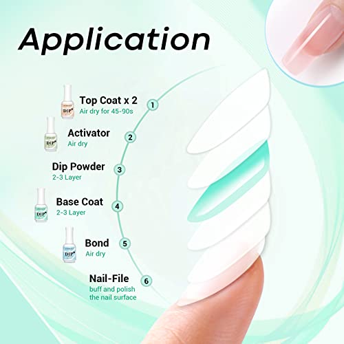 AZUREBEAUTY Conjunto de 15 ml de base em pó para imersão de unhas francesas arte manicure iniciante