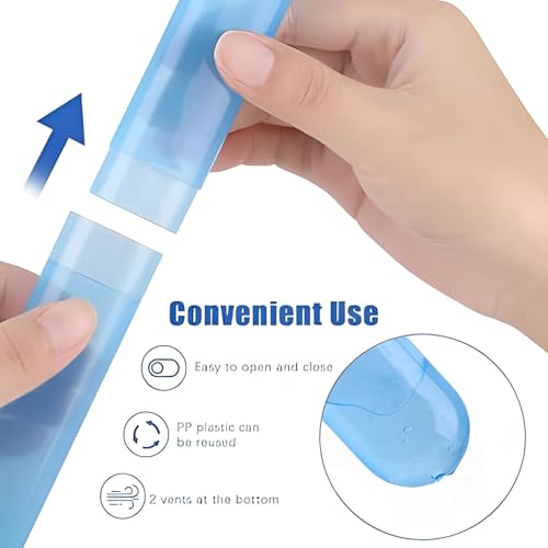 Image of MosQuick Toothbrush Cover case 4 Pc Plastic Anti-Bacterial Travel Protectors for Oral Care Portable Brush Holder for Bathroom Wall Trip & Travel Multicolor Toothbrush Case Box & Cover Container Set