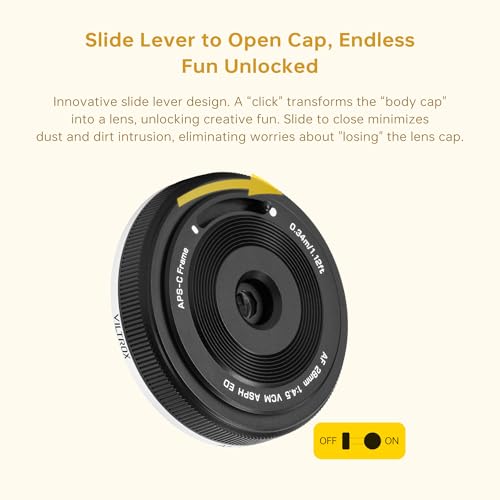 Image of VILTROX 28mm F4.5 XF Lens Pancake X-Mount Lens Auto Focus 28 mm f /4.5 XF Chips-Size Wide Angle Lens Compatible with Fujifilm X-Mount Cameras X-A1 X-A2 X-A3 X-A5 X-H1 X-T1 X-T100 X-PRO1 and More