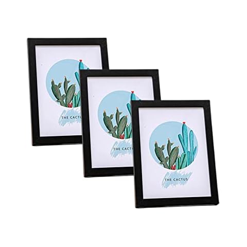 XZJMY 6x8 Picture Frame Set of 3,Black Picture Frame Made of Solid Wood and Plexiglass Display Photos 6x8 Without Mat for Wall Mounting or Table Top Display (Black) Cover