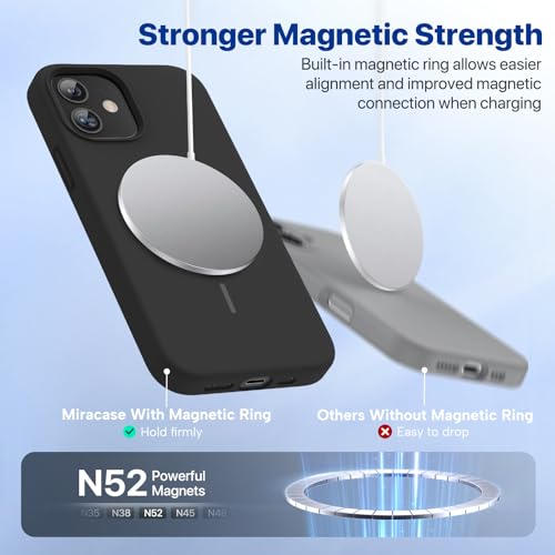 Image of Miracase Magnetic for iPhone 12 Case /iPhone 12 Pro Case, [Soft Anti-Scratch Microfiber Lining], Compatible with MagSafe, Liquid Silicone Shockproof Drop Protection Phone Case for 12 /12 Pro,Black