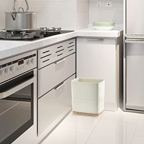 Polytree Bathroom Trash Can 1.8 Gallon(7 Liter) Small Kitchen Garbage Can,Decor Wastebasket For Bedroom Office,Resin Hand-Carved Leather Beige #TOP2