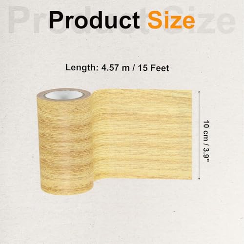 Image of PATIKIL Wood Grain Tape 4 inch x 15 Ft, Self-Adhesive Wood Texture Repair Tape Realistic Wooden Effect Patch for Furniture Cabinets Floor Walls,Yellow Oak