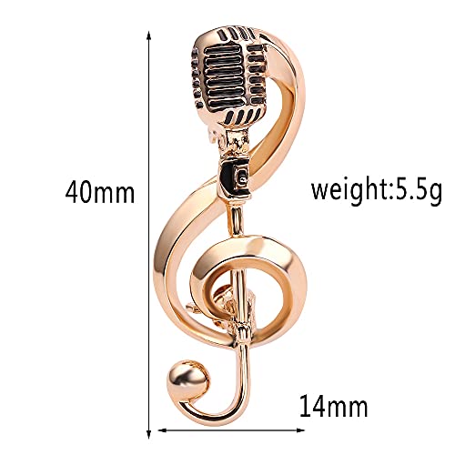 Image of Microphone Music Brooch Cute Music Notes Brooch Pins Microphone Shape Fashion Brooch Simple Accessories for Women Girl Party Concert