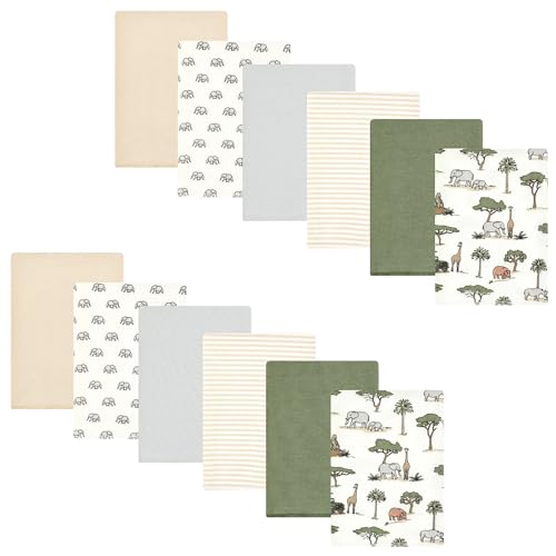 Image of Hudson Baby Unisex Baby Cotton Flannel Burp Cloths Bundle, Going On Safari, One Size