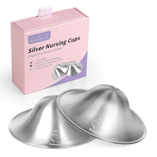 Boboduck 925 Pure Silver Nipple Shields, Original Silver Cups for Breastfeeding, Breast Shields for Nursing Newborns, Essentials Nipple Guards and Pads (Small)
