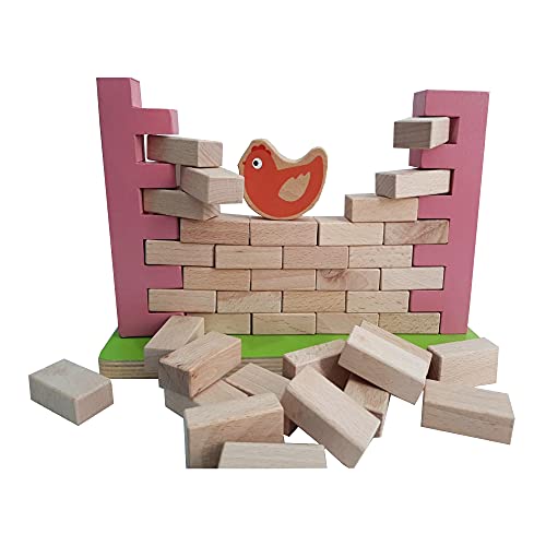 Image of Wall Game - Wall Game Wood Blocks Colorful Demolishing and Building Blocks Interesting Kids Educational Toys.