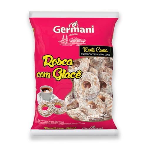 Biscoito Rosca Com Glacê Germani 300G, Germani Alimentos, Biscoito Doce Rosca E Glacê, Rosa, Uma Del