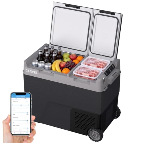 Car Refrigerator, 61QT(58L) Dual Zone Car Fridge Portable Freezer Compressor Electric Cooler, Portable Refrigerator, Rapid Freezing, -4°f to 68°f, 12/24V Can Internal Battery (Not Included) LCD Built-
