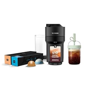 Nespresso Vertuo Pop+ Cold Value Added Bundle with Iced Coffee Tumbler by De’Longhi, Liquorice Black