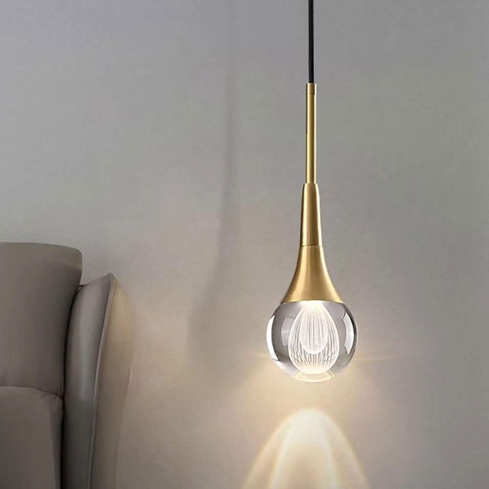 Lámpara colgante LED de bola de cristal transparente de 3.9 pulgadas ajustable en negro y dorado