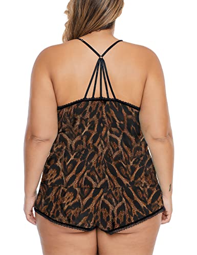 Image of Women Plus Size Pajamas Cami Shorts Set Nightwear Sexy Lace Lingerie Sleepwear