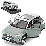 WAKAKAC Model Car 1/32 RAV4 Alloy Diecast Collectible Toy Car with Light and Sound Toy Vehicle Door Can Be Opened for Boys Kids Toddler Gift (Gray)