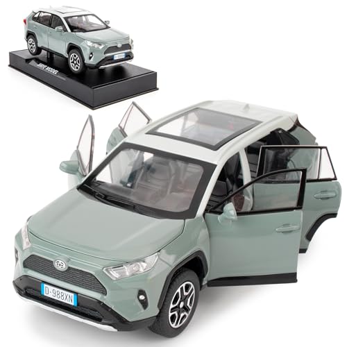 Modelo de auto WAKAKAC 1:32 RAV4 de metal con luz y sonido miniatura 1