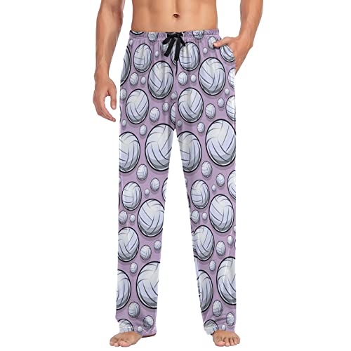 Volleyball Pattern Sport Purple Men's Pajama Pants Sleepwear Lounge Pajama Bottoms3
