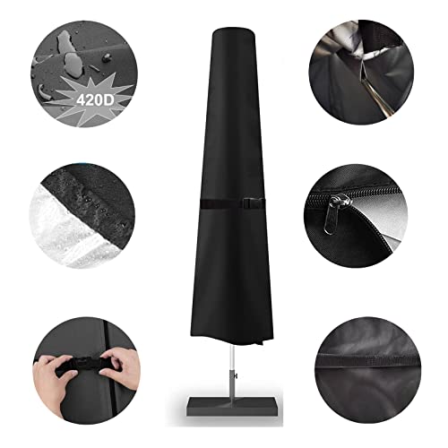Coverfml Patio Umbrella Cover-420D Waterproof Rectangular Umbrella Cover-Fits Outdoor Market Parasol,Double Sided Umbrella #TOP1