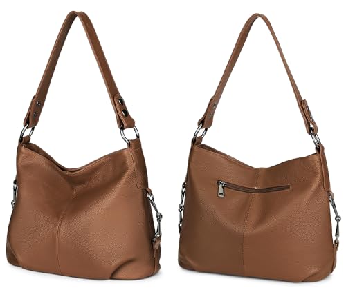 Image of YALUXE Women's Real Leather Shoulder Bags Hobo Handbags Purse Crossbody Bag