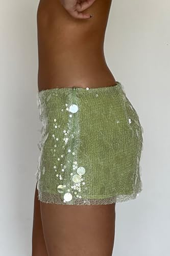 Women's Sparkly Mini Sequins Skirts Side Split Tie Up Skirt for Daily Parties Streetwear3