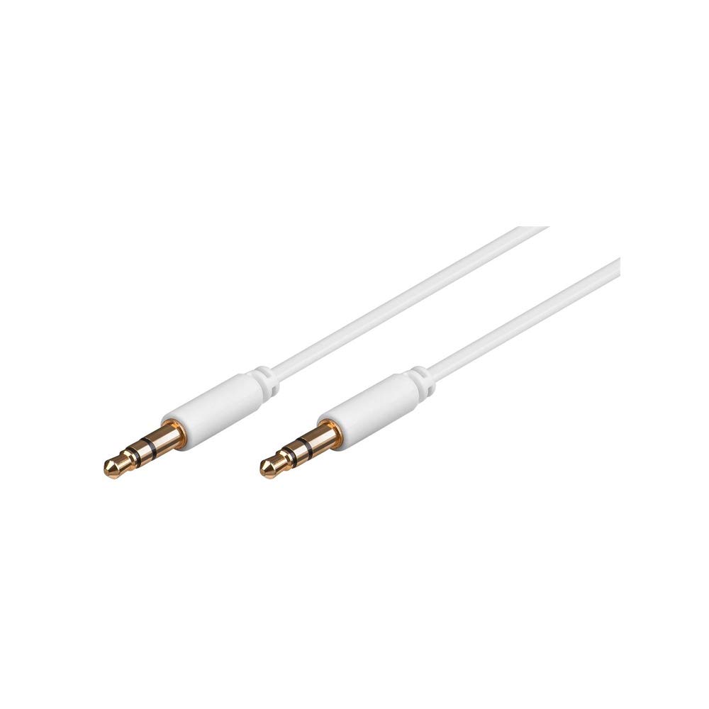 Goobay 69111 Cavo Jack da 3.5mm Slim, Dorato, Bianco, 1m Lunghezza del Cavo