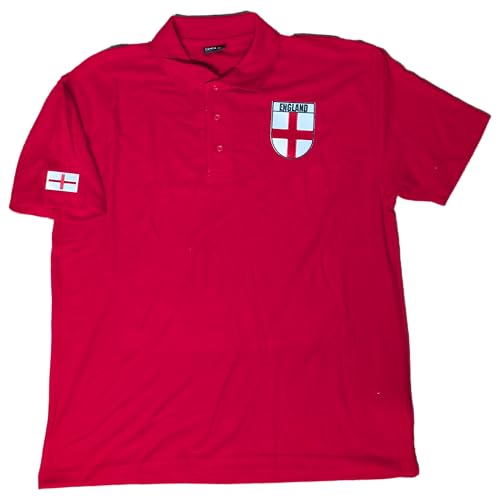 Super Lemon England Supporters Polo Shirt – Affordable Football Fan Shirt – St. George’s Cross Badge – Casual Game Day Polo for Men – Red, White & Navy (UK, Alpha, 6XL, Regular, Regular, Red)