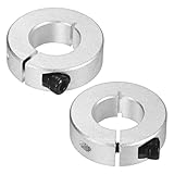 M METERXITY 2er-Pack Einfach Geteilter Wellenkragen 20mm Bohrung Aluminium Klemmen Wellenkragen 40mm Außendurchmesser 12mm Dicke Mit M4 Befestigungsschraube [Silber]