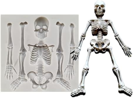 Skull Silicone Fondant Cake Mold, Halloween skeleton Chocolate Mold Kitchen Baking Mold Cake Decorating Moulds Gummy Sugarcraft Mold Chocolate Candy Cupcake Mold