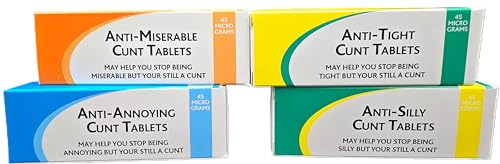 Joke Pill Boxes Gift Set of x4 Fun Prank Medication Party Gifts Fill with Your Own Treats The Ultimate Cunt Collection